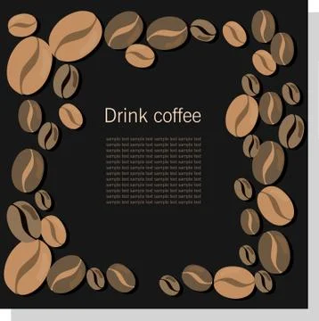 Dark vector card with coffee beans Stock Illustration