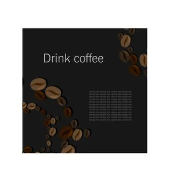 Dark vector card with coffee beans Stock Illustration