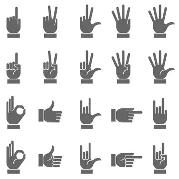 Dark Vector Hand Signs Collection 2 Stock Illustration
