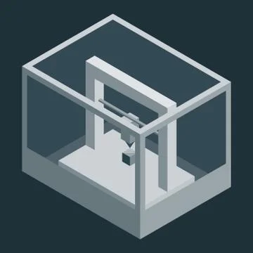 Dark vector isometric 3d printer Illustrazione stock