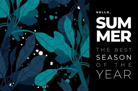 Dark vector summer design with exotic palm leaves and space for text. Card イラスト素材