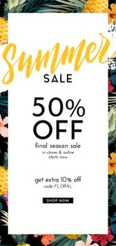 Dark vector summer design with exotic palm leaves, hibiscus flowers, pineapples 库存插图