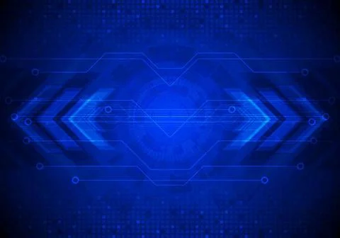 Dark vector tech background with circuit board and arrows Dark vector tech... Foto stock