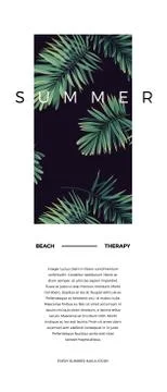 Dark vector tropical typography postcard design with green jungle palm leaves Stock Illustration