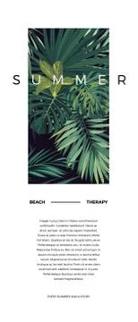 Dark vector tropical typography postcard design with green jungle palm leaves Illustrazione stock