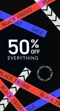 Dark vertical banner black friday 50 discount illustration Stock Illustration