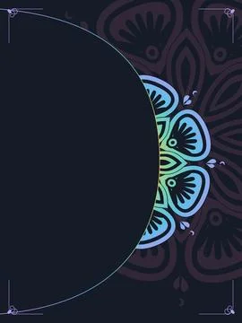 A dark vertical frame combines a shadowed floral pattern with bright blue, .. Ilustración de archivo