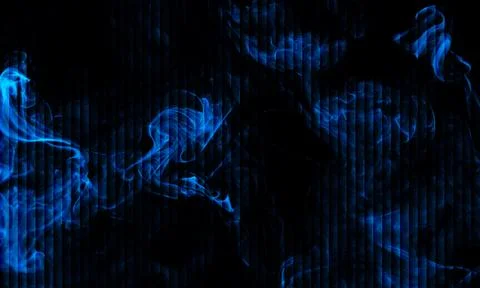 Dark vertical slat texture background with vibrant blue smoke swirls and ab.. Stock Illustration