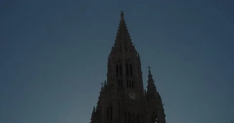 Dark view of tower of "El buen pastor(Good Shepard)" church in San Sebastian 스톡 동영상 169646232