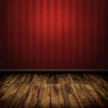 Dark vintage red room interior with wooden floor Stock Illustration