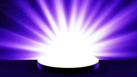 On a dark violet background is a podium with steps, rays of light in the Stock Footage 265895461