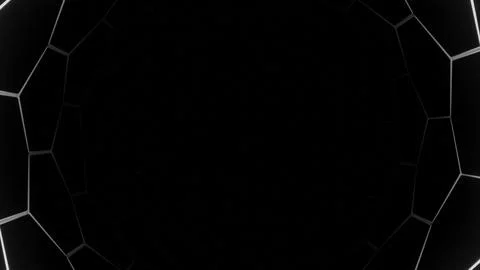 Dark virtual tunnel with neon hexagonal grid. Design. Bright neon grid of Stock Illustration