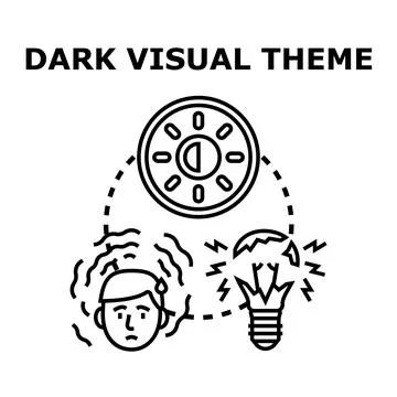 Dark visual theme causing eye strain and discomfort Stock Illustration