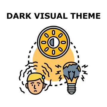Dark visual theme causing eye strain and discomfort Stock Illustration