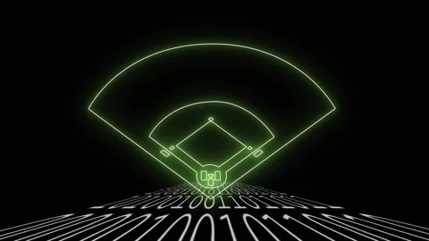 Dark void opening, binary floor scrolling, neon green arcs forming, pulsing for Stock Footage 318115264
