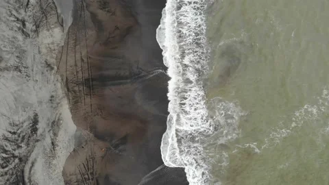 Dark Volcano Sand Beach in Bali, Indonesia Stock Footage 152867942