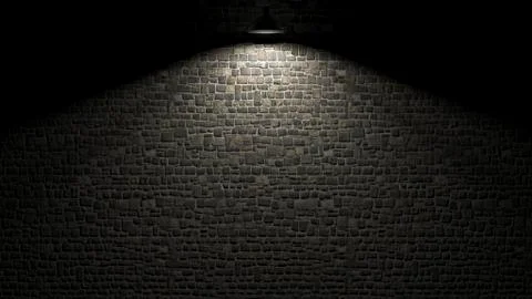 Dark wall with lamp above 3d rendering 库存插图