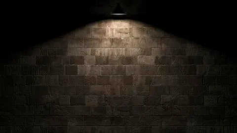 Dark wall with lamp above 3d rendering Illustrazione stock