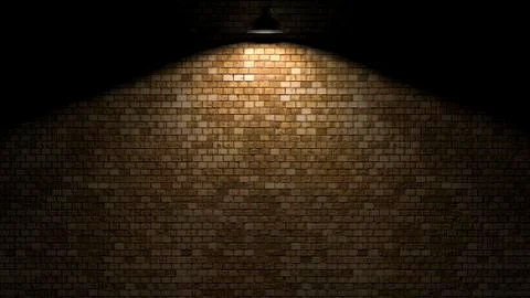 Dark wall with lamp above 3d rendering Illustrazione stock