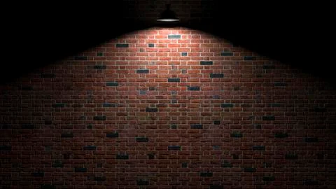 Dark wall with lamp above 3d rendering Illustrazione stock