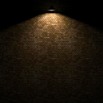 Dark wall with lamp above 3d rendering 库存插图