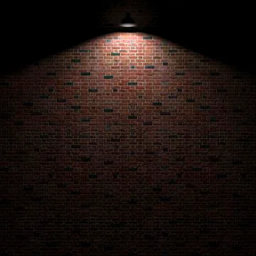 Dark wall with lamp above 3d rendering 库存插图