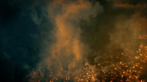 Dark war or battle actions bg with smoke sparks and fire Stock Illustration