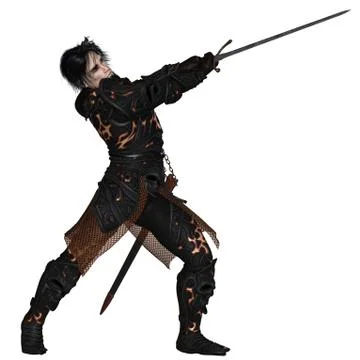 Dark Warrior with Sword - Fighting Illustrazione stock