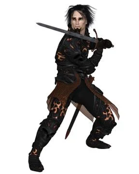 Dark Warrior with Sword Stock Illustration