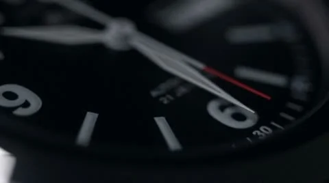 Dark Watch Macro Closeup - Time Passing Stock Footage 18174807