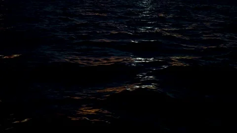 Dark water, mysterious waves of a river or sea, night, Stock Footage 278319390