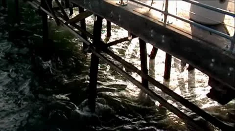 Dark Water Under Ocean Pier JC2 Stock Footage 8931087