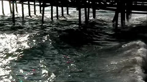 Dark Water Under Ocean Pier Stock Footage 8931092
