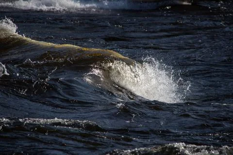Dark water waves with white splashes close-up Stock Photos