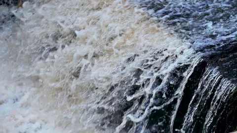 Dark waters of the river. The dark waters of autumn rain flood the rivers Stock Footage 164789714