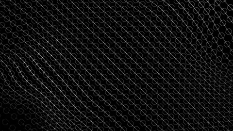 Dark wave design pattern grid of dots and lines flowing on a black wallpaper Stock Footage 123408001