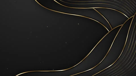 Dark Wave Multiple Metallic Gold Lines Stardust Particles Background Loop Stock Footage 345770471