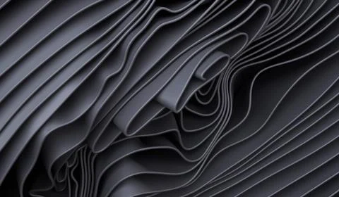 Dark wavy 3D layers, abstract geometric background Stock-Illustration