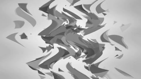 Dark wavy structures, 3d triangles, disintegrating in all directions. Stock Footage 251001258