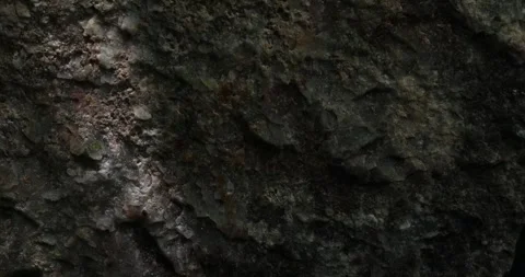 Dark weathered rock with intricate surface details Stock Footage 293685085