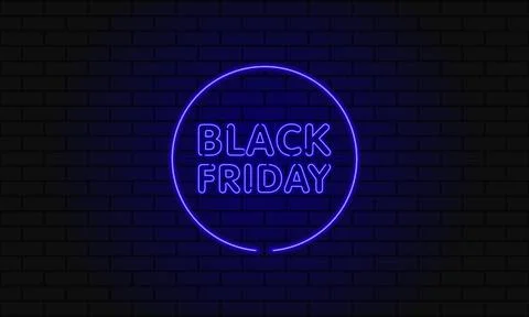 Dark web banner for black Friday sale. Modern circle neon blue billboard on b Stock Illustration