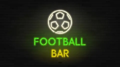 Dark web banner with neon sign of football bar Stock Illustration