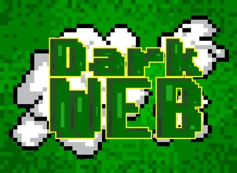 Dark Web. Pixelated word with geometric graphic background. Vector cartoon .. Illustrazione stock