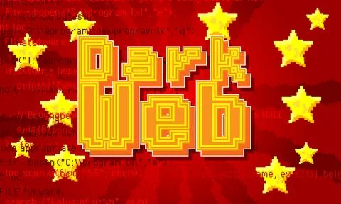 Dark Web. Pixelated word with geometric graphic background. Vector cartoon .. Stock Illustration