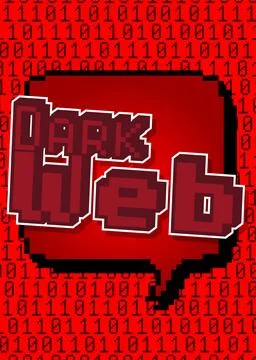 Dark Web. Pixelated word with geometric graphic background. Vector cartoon .. Stock Illustration