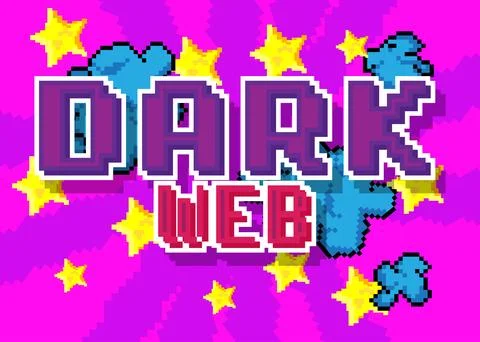 Dark Web. Pixelated word with geometric graphic background. Vector cartoon .. Stock Illustration