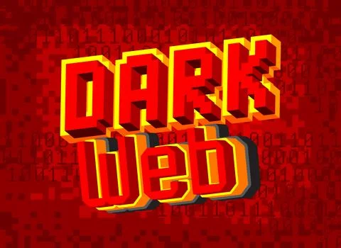 Dark Web. Pixelated word with geometric graphic background. Vector cartoon .. Stock Illustration