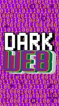 Dark Web. Pixelated word with geometric graphic background. Vector cartoon .. Illustrazione stock