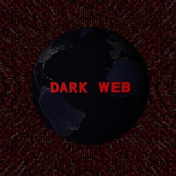 Dark web text with earth by night and red hex code illustration - elements of Stock Illustration