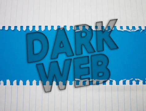 Dark Web text with Torn, Crumpled White Paper on colored background. Stock Photos